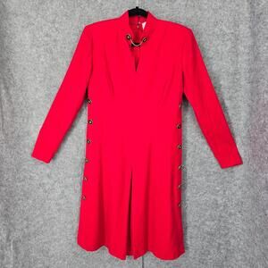 Vintage Richard‎ Warren Dress Women 4 Red Military Style Back Zipper Long Sleeve